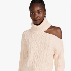 PAIGE cream off shoulder turtleneck